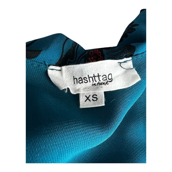 Hashttag Women's One Shoulder Teal Floral Mini Dress Size Extra Small - Picture 6 of 7